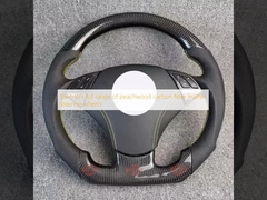 B-M-W's full range of peachwood carbon fiber leather steering wheels