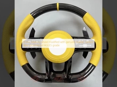B-enz steering wheel modified with genuine leather carbon fiber peachwood AGLES grade