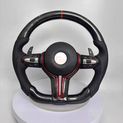 Modification of B-M-W series peachwood leather carbon fiber steering wheel