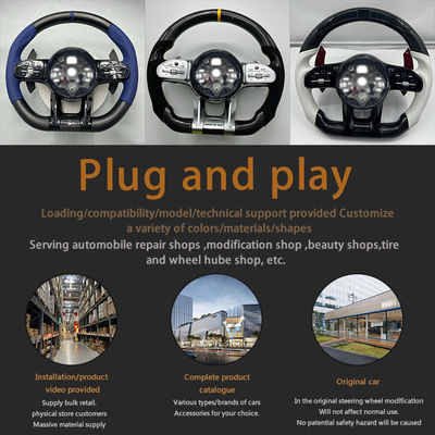 Leather Carbon Fiber Multi-functional Sports Steering Wheel for Audi Q5 A4 A6 Q7 2009-2021 2016-2024 2010-2024