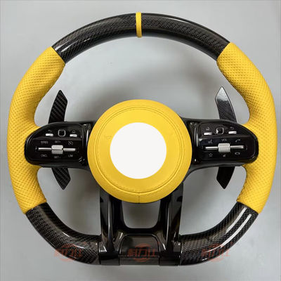 B-enz steering wheel modified with genuine leather carbon fiber peachwood AGLES grade